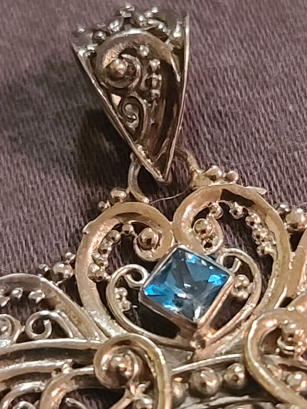 Beautiful Ornate Indonesian Carved Moon Face Multi Gem Pendant 925 Stamped Siver - Picture 6 of 14